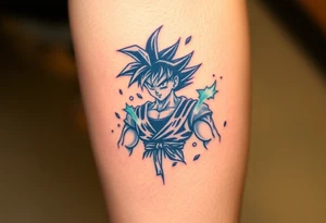 legendary dragonball z scene with energy aura and power effects tattoo idea