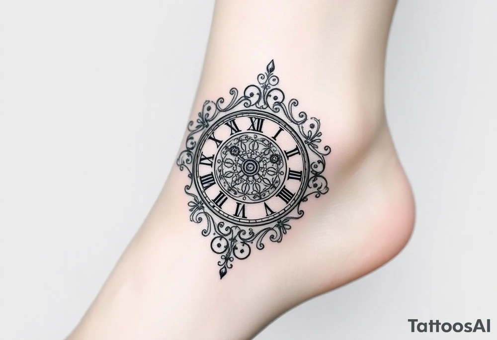 vintage roman numerals within ornate clockwork mechanism tattoo idea