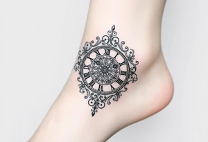 vintage roman numerals within ornate clockwork mechanism tattoo idea