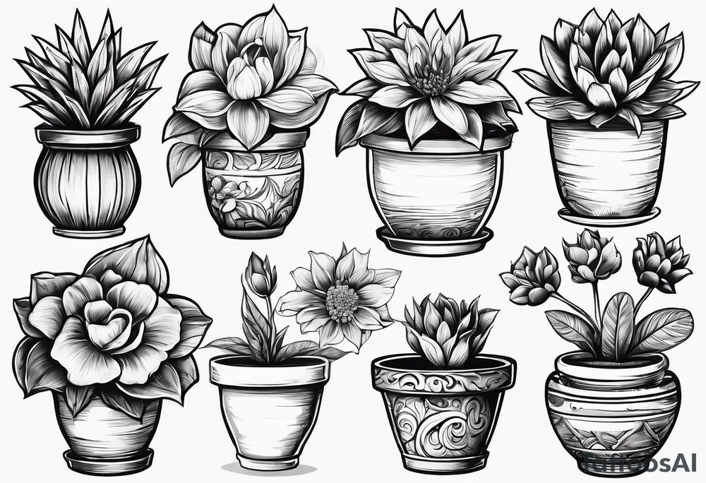 small flowerpot with a flower that has not bloomed yet tattoo idea