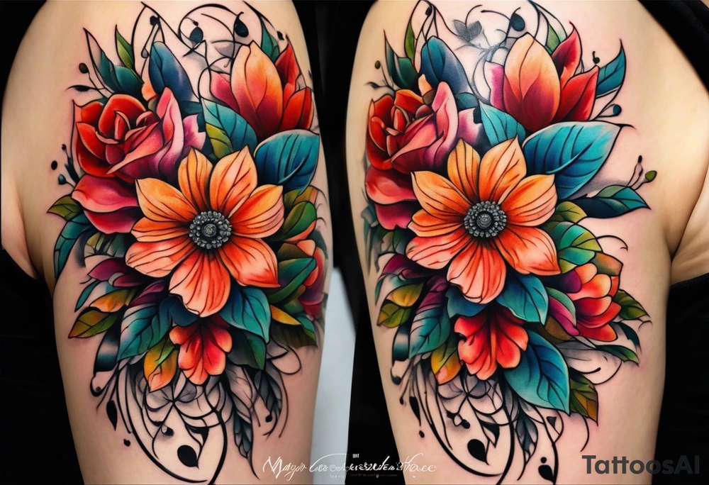 long vertical tattoo to cover my whole shin showing two separate flower stems wrapped around each other, I want a long stem to show them intertwined tattoo idea