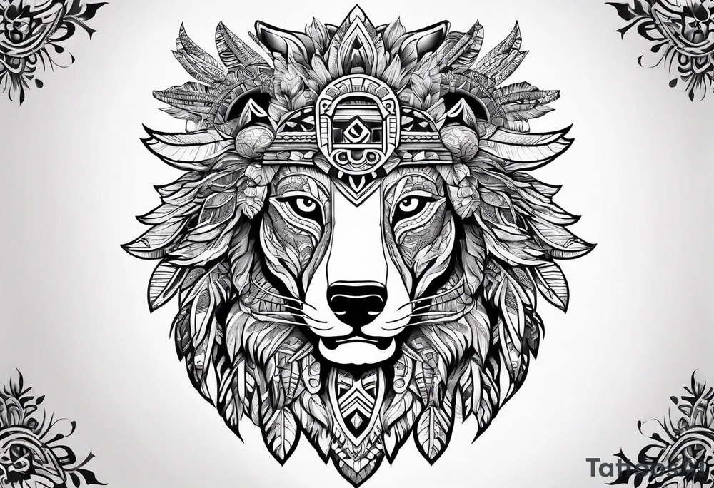 Aztec animal tattoo idea