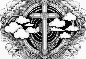 cross with clouds tattoo idea