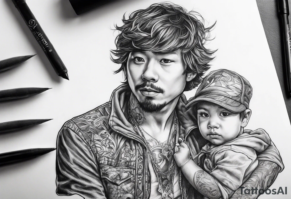 Son without his father finding his way tattoo idea