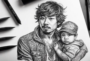 Son without his father finding his way tattoo idea