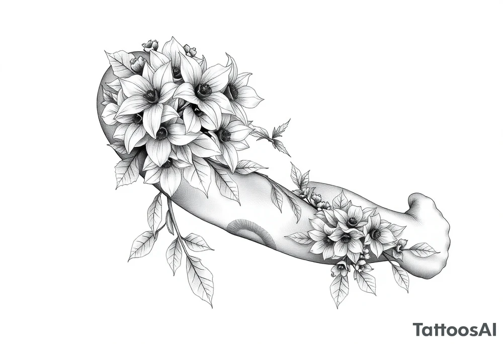 narcissus flowers and holly flowers tattoo idea