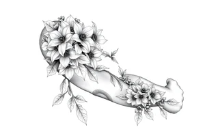 narcissus flowers and holly flowers tattoo idea