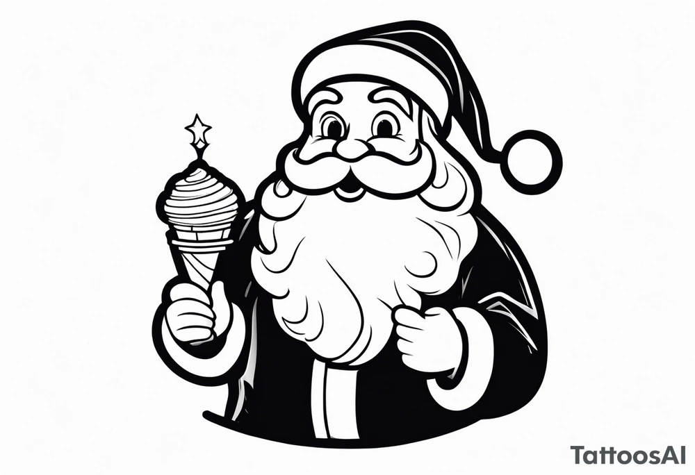 Santa Holding a Candy Can tattoo idea