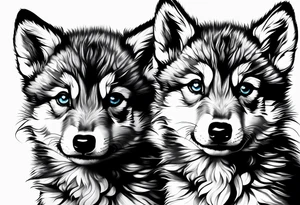 2 wolf cubs adoring and cute tattoo idea