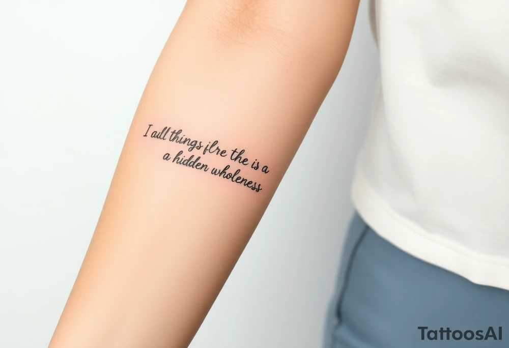 Picture tattoo symbolizing the phrase “in all things there is a hidden wholeness” tattoo idea