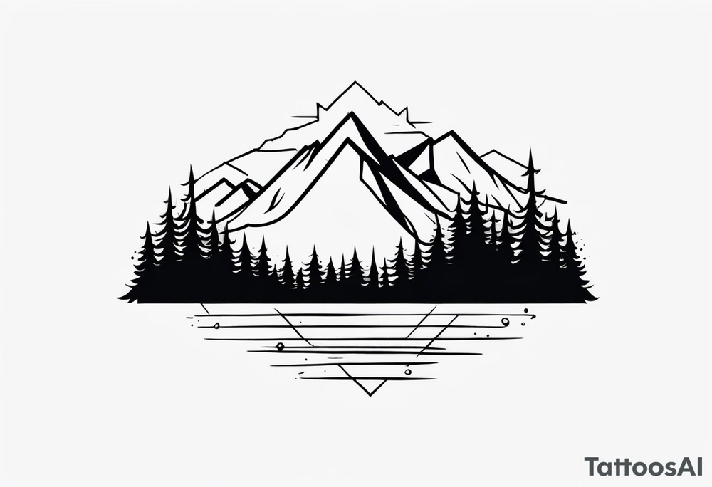 small mountain and trees tattoo idea