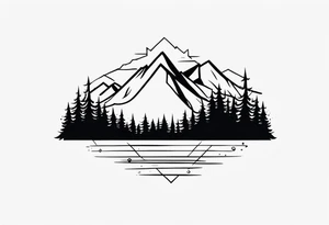 small mountain and trees tattoo idea