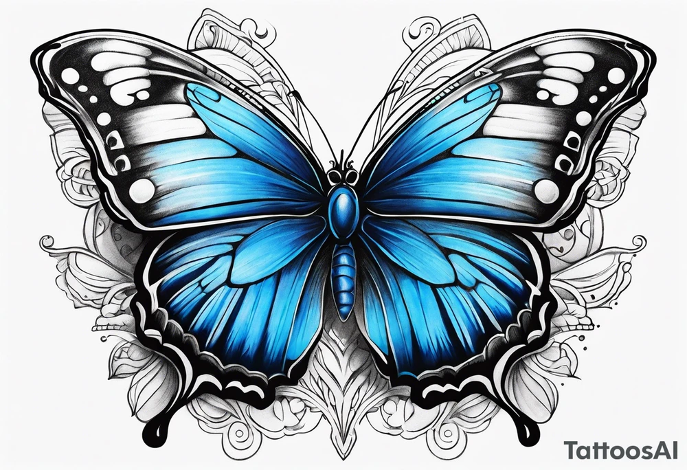 Blue butterfly tattoo idea