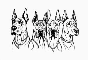 4 Great Danes together tattoo idea