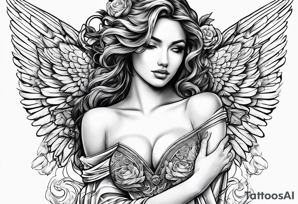 Angel in dessous tattoo idea