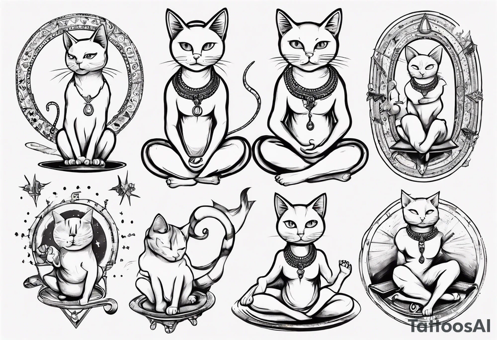 Cat doing yoga on a plane tattoo idea