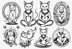 Cat doing yoga on a plane tattoo idea