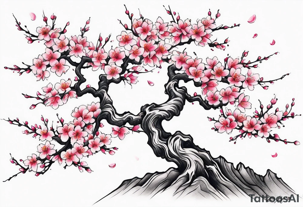 Shoulder cherry blossom tree tattoo idea