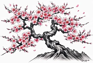 Shoulder cherry blossom tree tattoo idea