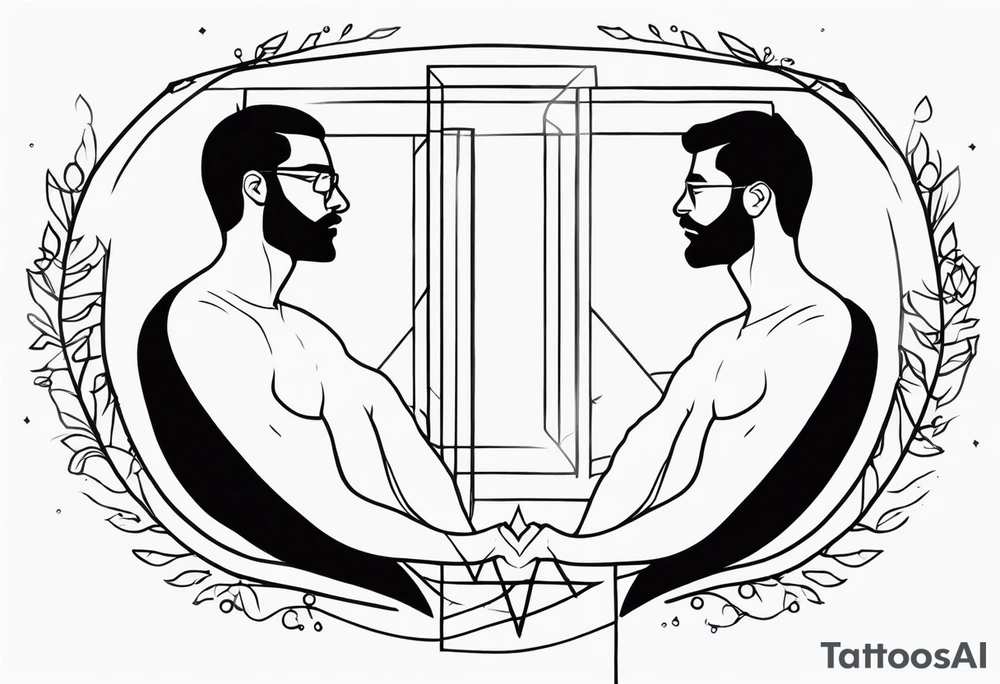 Two men outline tattoo idea