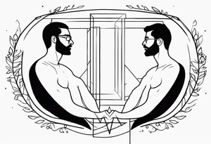 Two men outline tattoo idea