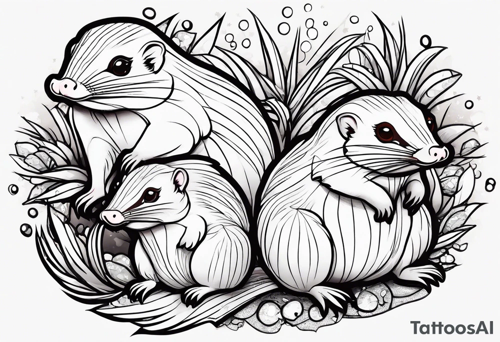 Australian Platypus, Echidna, Wombat & pygmy Sugar Glider tattoo idea
