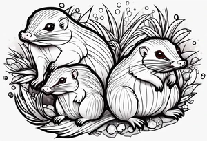 Australian Platypus, Echidna, Wombat & pygmy Sugar Glider tattoo idea