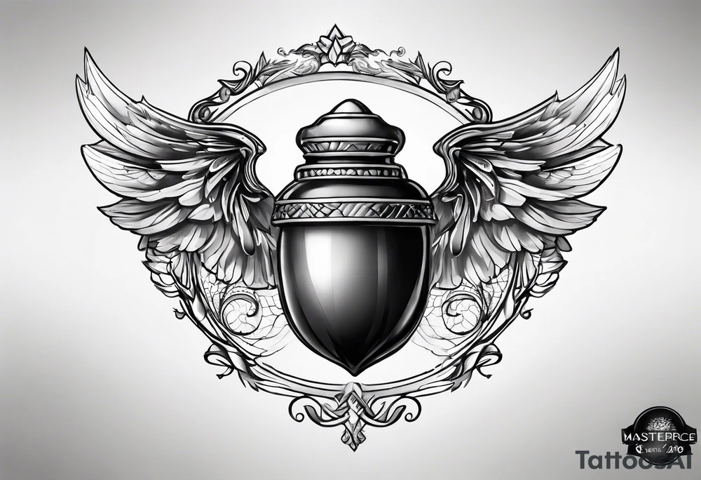 Acorn tattoo with angel wings tattoo idea