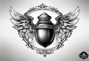 Acorn tattoo with angel wings tattoo idea