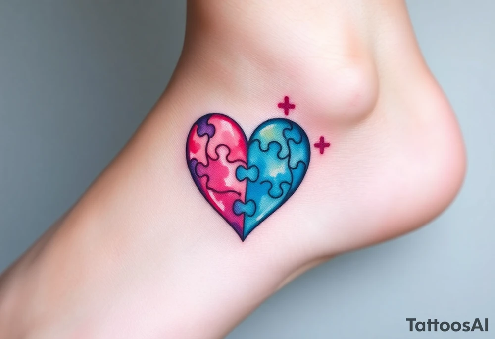 autism heart puzzle shape symbol tattoo idea