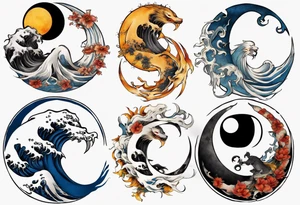 sun and moon in yin yang symbol tattoo idea