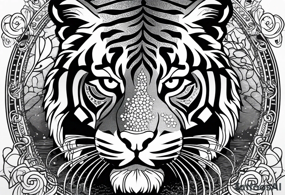 minimalist tiger near water tattoo idea