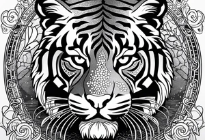 minimalist tiger near water tattoo idea