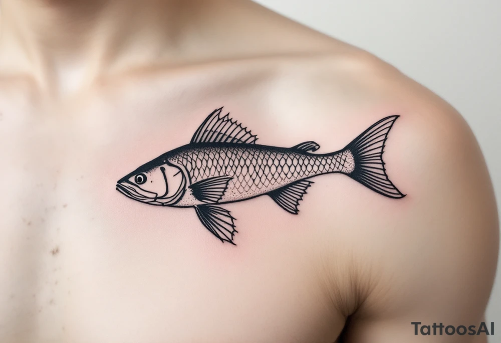 Blackwork Catfish Tattoo – A solid black ink catfish silhouette with detailed fin and barb textures created through negative space and dot shading. tattoo idea