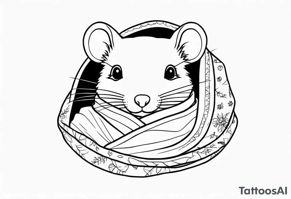 rat in cosy blanket tattoo idea