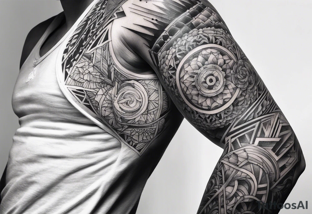 protruding extreme pain elbow fragmented on arm tattoo idea