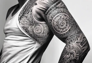 protruding extreme pain elbow fragmented on arm tattoo idea