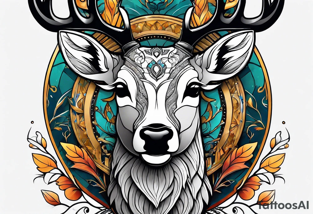 tattoo depicting a deer with a bird's beak. tattoo idea