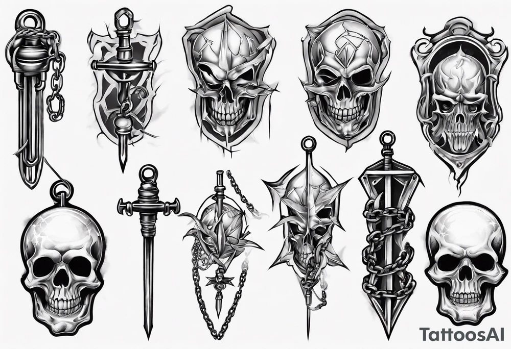 mace on a chain tattoo idea
