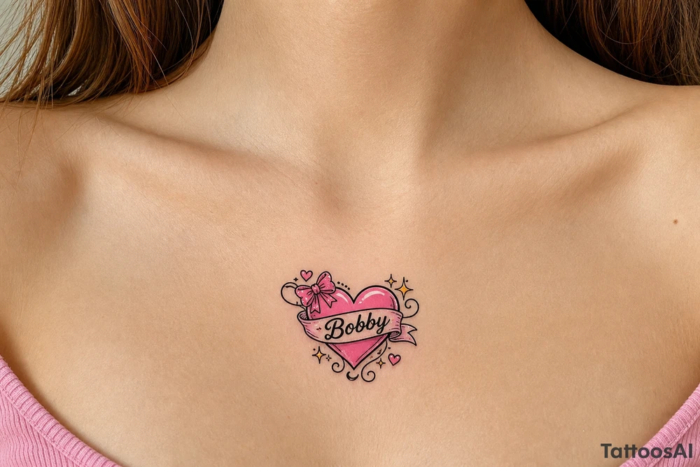Heart cute adorable beautiful girly preppy heart tattoos with women boyfriends name that is named Bobby tattoo idea