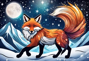Constellation, wing , snow , cross , fox tattoo idea