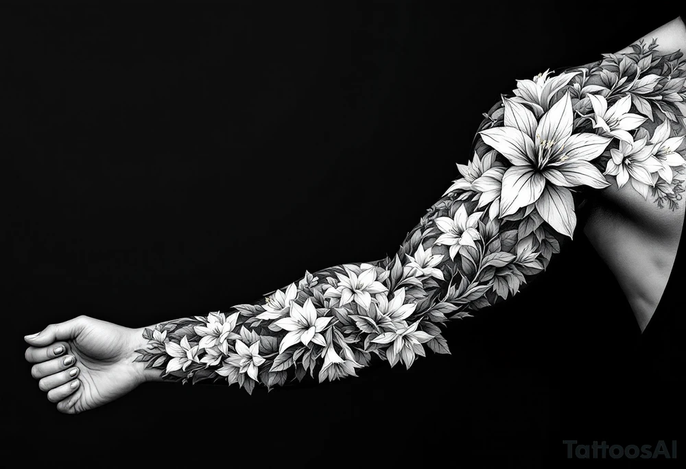 narcissus flowers, holly and jonquil flowers tattoo idea