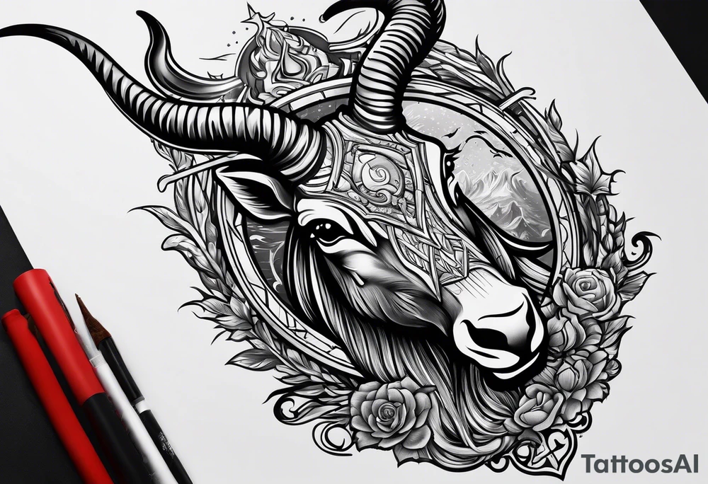 capricorn with a shotgun tattoo idea