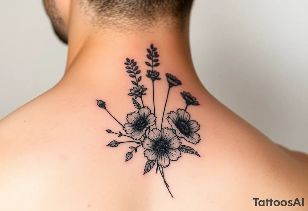 Watercolor wildflowers tattoo idea