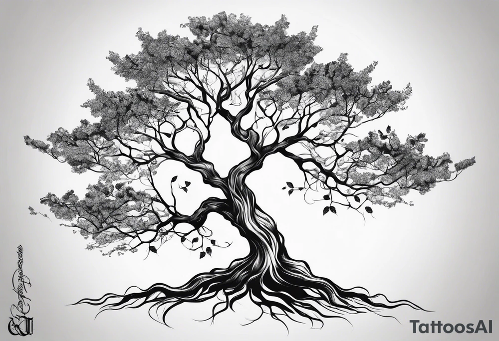 Left side tree branches tattoo idea