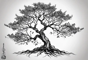 Left side tree branches tattoo idea