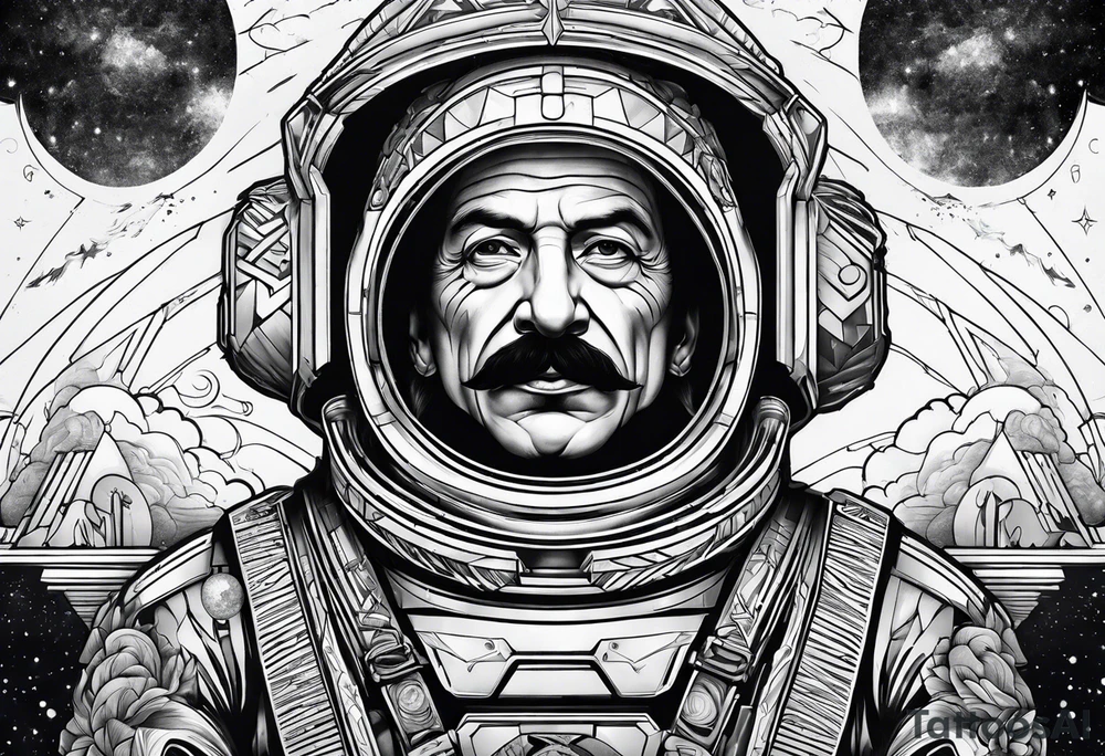 spartan, outer space, einstein, sleeve tattoo idea