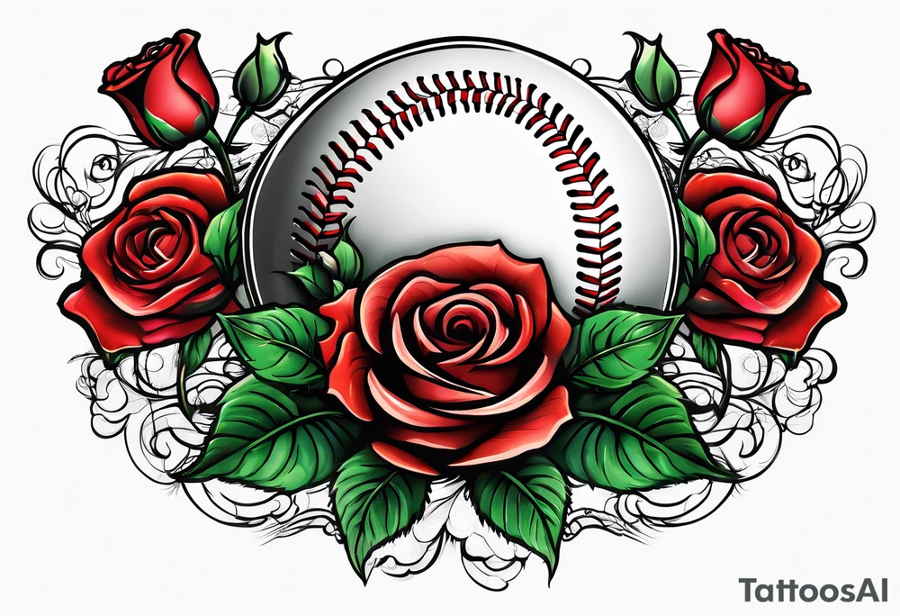 Baseball, roses tattoo idea