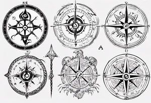 viking style compass with runes tattoo idea