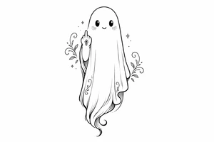 Tall cute ghost with middle finger tattoo idea